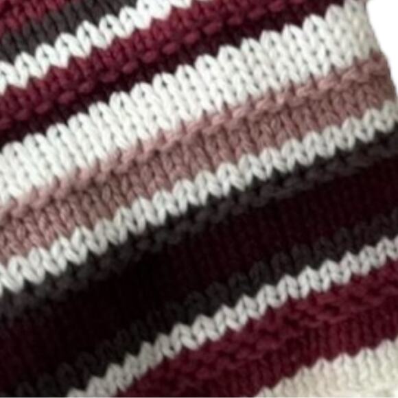 Altar'd State Pink Off Shoulder Sweater Striped Sleeves Waffle Knit SZ Small - Picture 3 of 5